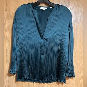 NWOT Vince. Deep Teal Pleated Blouse